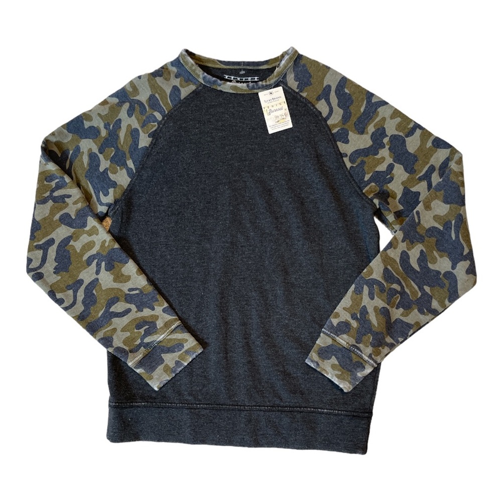 LUCKY BRAND VENICE BURNOUT LONG SLEEVE CAMO COLOR BLOCK CREWNECK **NWT** - Picture 2 of 9